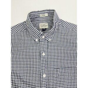 J. Crew Slim Stretch Size XS Mens Navy White Check Button Down Long Sleeve Shirt